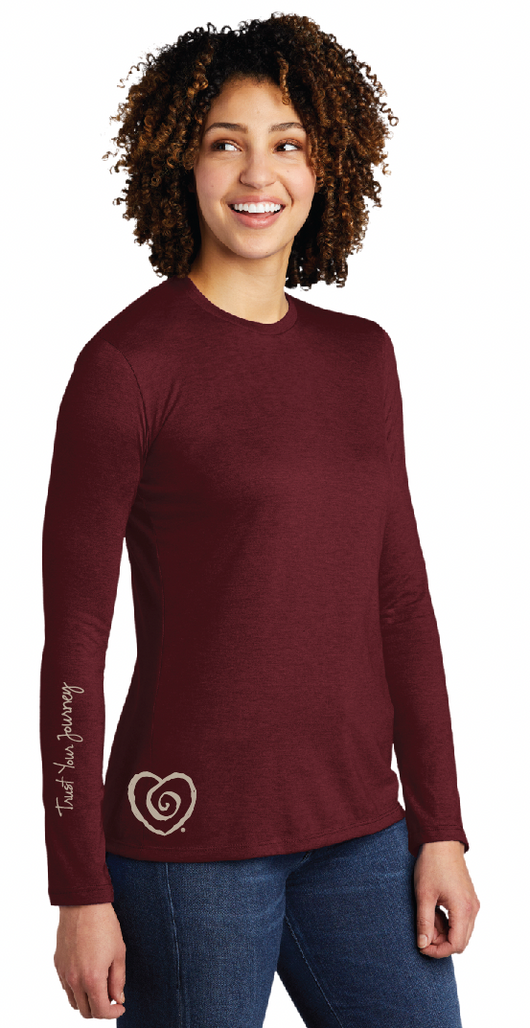 Trust Your Journey® Hip Heart Long Sleeve Tee Wine