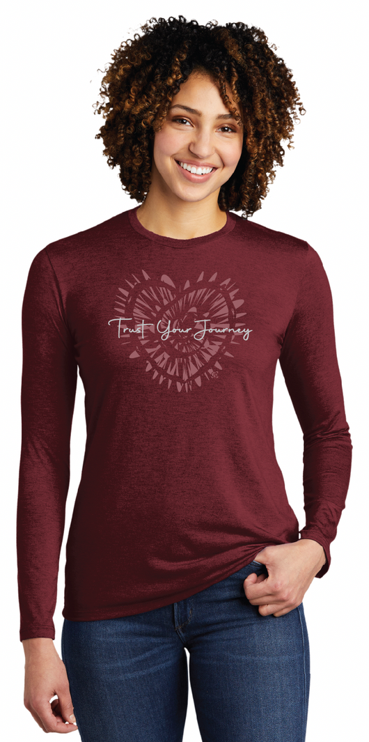 Trust Your Journey® Heart Burst Long Sleeve Tee Wine