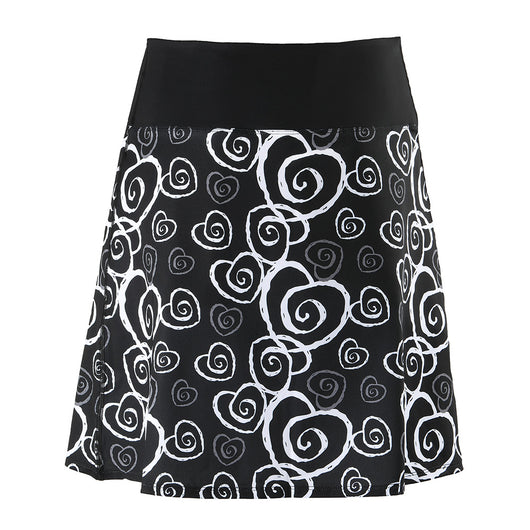 TYJ Heart Print Skirt-Black